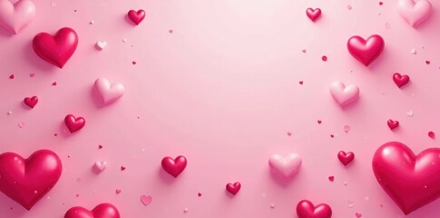 Pink clip art hearts seamless pattern background , digital, romantic