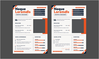 Resume CV. Minimal professional resume template design and cover letter - vector template