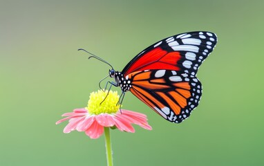 Fototapeta premium Vibrant Monarch Butterfly Landing on Pink Flower