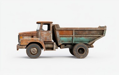 Old Rusty Dump Truck On White Background