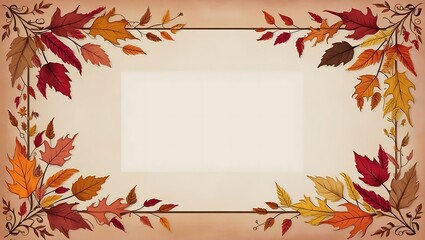 Warm fall-themed layout with subtle vintage colors and softly scattered seasonal leaves and vines
