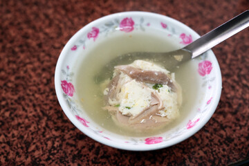 Delicious street food pig bone marrow soup in Changhua, Taiwan.