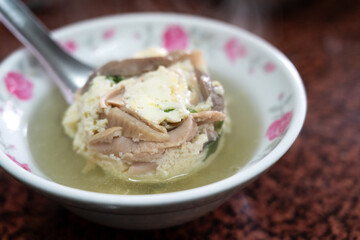 Delicious street food pig bone marrow soup in Changhua, Taiwan.