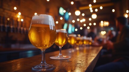 Alcohol consumption at a trendy bar with craft beer and industrial design. Featuring creativity and community