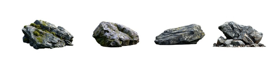 Naklejka premium Set of Realistic Rocky Stones Isolated on Transparent Background