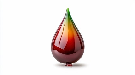 Obraz premium Abstract Glass Teardrop Sculpture with Gradient Color Transition from Green to Deep Red