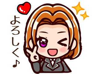 かわいいスーツ姿のちびキャラOL女性のイラスト素材5