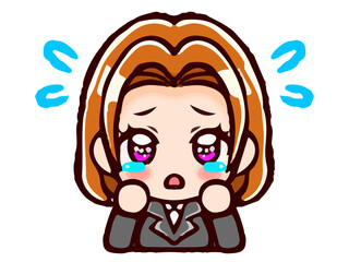 かわいいスーツ姿のちびキャラOL女性のイラスト素材2