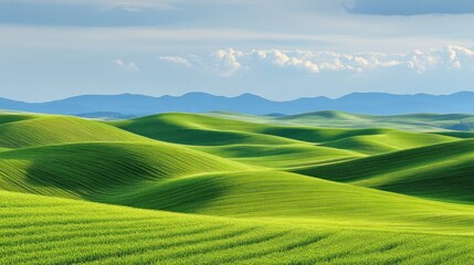 Fototapeta premium Serene Rolling Hills of Palouse, Washington: A Breathtaking Landscape Photography