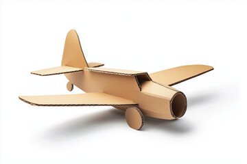 An airplane plane made of cardboard isolated on a white background...