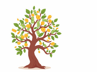 Money Tree Symbolizing Financial Growth and Investment Charts