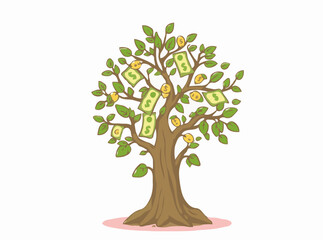 Growing Wealth: Money Tree with Investment Charts
