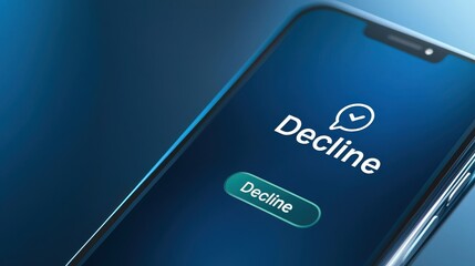 A smartphone screen displaying a blue interface with the word "Decline" and a button also labeled "Decline.