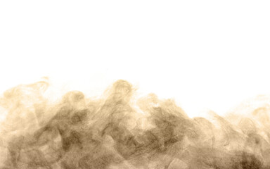 
Sand dust, desert dust smoke texture, flying soil particles, abstract fine sand clouds, black dust wave effect, isolated on white background.