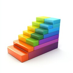 A colorful, stylized staircase made of blocks, highlighting a progressive stepwise design that symbolizes growth and advancement.