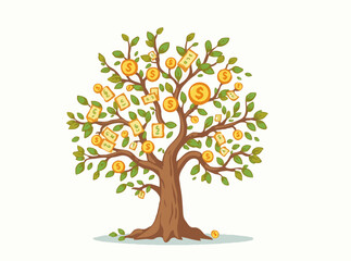 Obraz premium Money Tree Concept with Investment Charts and Graphs