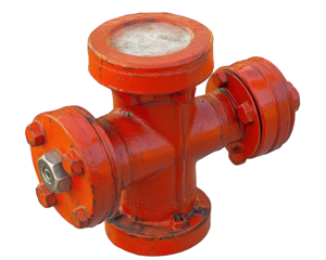 bright orange fire hydrant with sturdy design, featuring cross shape and detailed fittings. This essential safety equipment is crucial for firefighting efforts