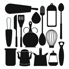 kitchen utensils set vector art illustration