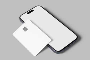 Smartphone and credit card blank mockup