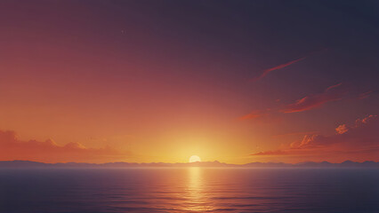 Beautiful sunset over the sea. Nature composition. 3d render