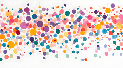 Pastel-colored dots scattered sporadically on a white canvas, creating a sense of depth