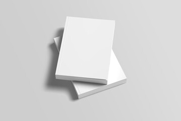 Hard cover book mock up isolated on white background. 3D rendering.