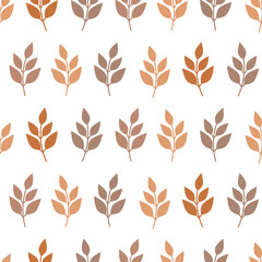 Autumn seamless pattern with branches and leaves
