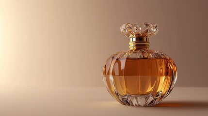 Elegant Amber Perfume Bottle Luxury Fragrance Crystal Glass Golden Cap Feminine Scent
