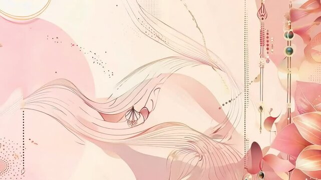 Elegant banner with jewellery decorations and abstract patterns.
