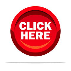Click here round button vector isolated illustration
