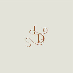contemporary modern curvy monogram wedding style logo concept letter initial with thin line ID