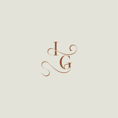 contemporary modern curvy monogram wedding style logo concept letter initial with thin line IG