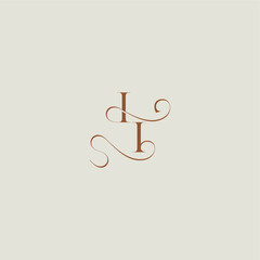 contemporary modern curvy monogram wedding style logo concept letter initial with thin line II