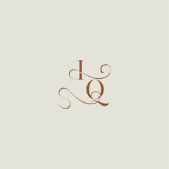 contemporary modern curvy monogram wedding style logo concept letter initial with thin line IQ