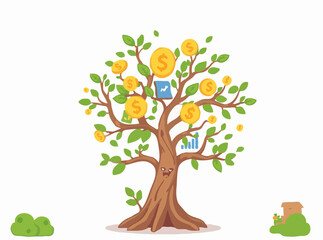Obraz premium Growing Wealth: Money Tree with Investment Charts