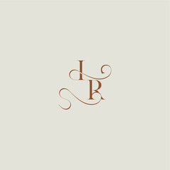 contemporary modern curvy monogram wedding style logo concept letter initial with thin line IR