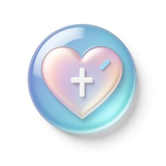 Obraz premium Heart icon with plus sign on gradient blue background