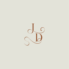 contemporary modern curvy monogram wedding style logo concept letter initial with thin line JD