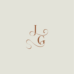 contemporary modern curvy monogram wedding style logo concept letter initial with thin line JG