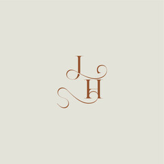 contemporary modern curvy monogram wedding style logo concept letter initial with thin line JH