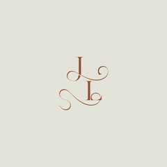 contemporary modern curvy monogram wedding style logo concept letter initial with thin line JL