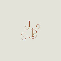 contemporary modern curvy monogram wedding style logo concept letter initial with thin line JP