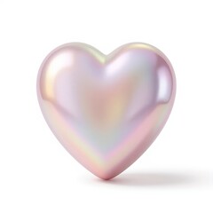 Glossy pink heart-shaped pearl on white background