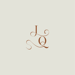 contemporary modern curvy monogram wedding style logo concept letter initial with thin line JQ