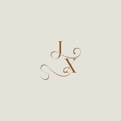 contemporary modern curvy monogram wedding style logo concept letter initial with thin line JX