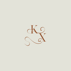contemporary modern curvy monogram wedding style logo concept letter initial with thin line KX