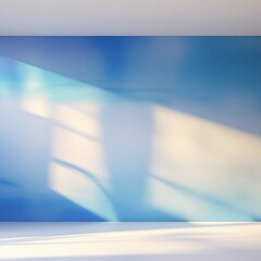 abstract blue background for product presentation with sunlight and blurred shadows wall. Isolated on white background . Generative Ai