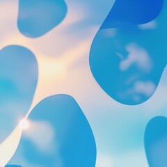 abstract blue background for product presentation with sunlight and blurred shadows wall. Isolated on white background . Generative Ai