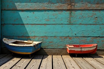 weathered wooden harbour wall with boat moored, harbour, coastal, wood