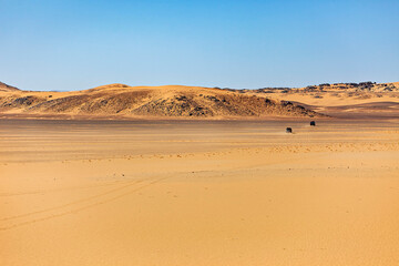 The desert landscape of the Sahara in Algeria